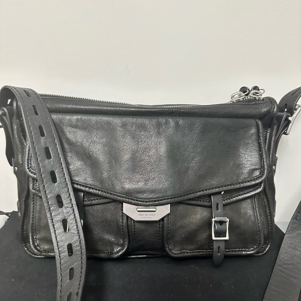 Rag & Bone Large Field Messenger black leather